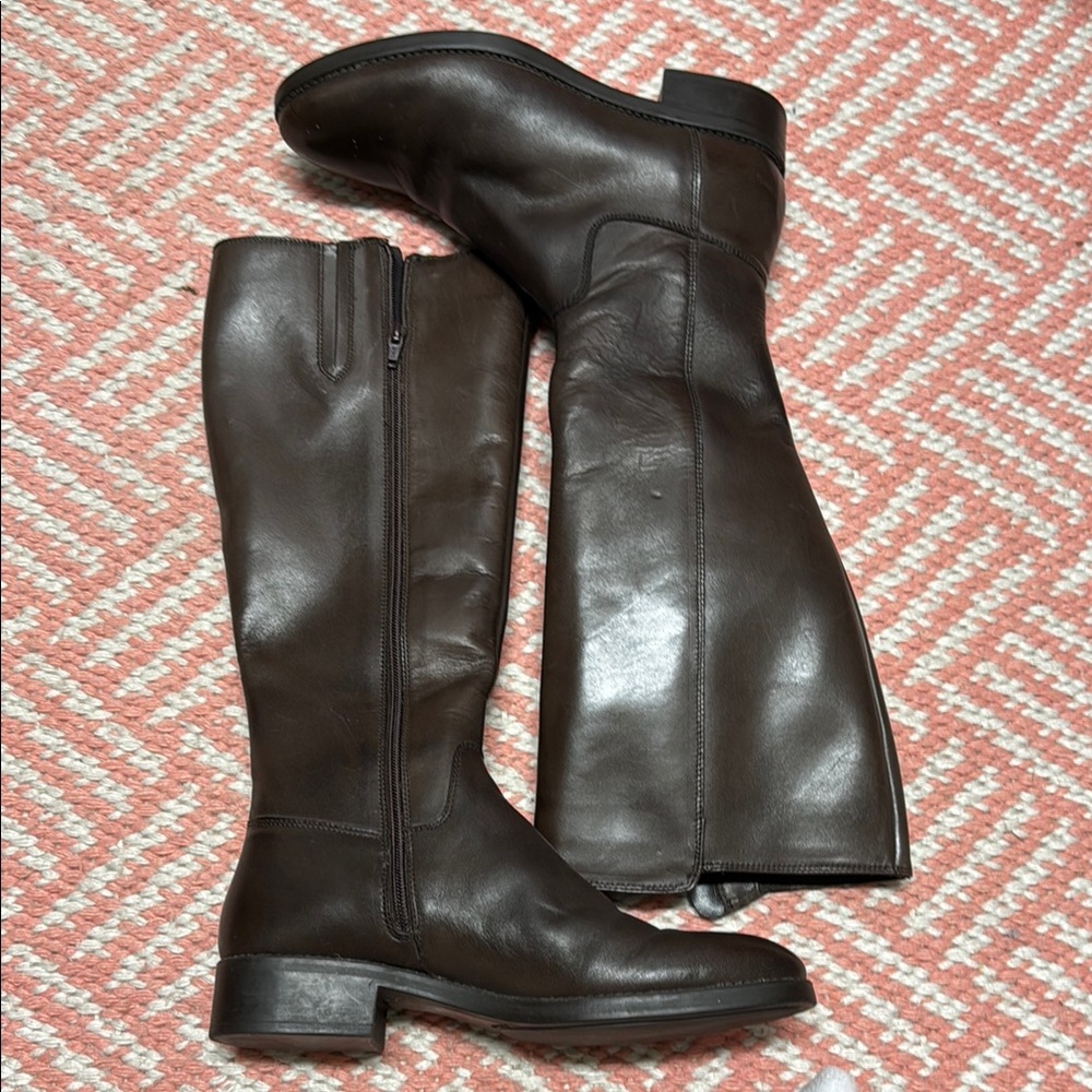Elegant Brown Leather Knee-High Boots